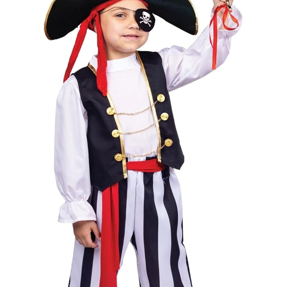 Pirate Kids Costume - Black, White, and Red